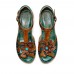  Genuine Leather Retro Three  dimensional Flower Comfy Breathable Hollow Heeled Sandals