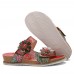  Genuine Leather Comfy Beach Vacation Bohemian Ethnic Floral Hook   Loop Outdoor Wedges Sandals