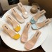 Women Transparent Bind Solid Color Chunky Heels Slippers