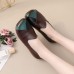 Women Casual Retro Colorblock Genuine Leather Soft Comfortable Lazy Flat Shoes