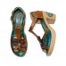  Genuine Leather Retro Three  dimensional Flower Comfy Breathable Hollow Heeled Sandals