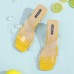 Women Transparent Bind Solid Color Chunky Heels Slippers