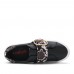  Women Metal Buckle Snake Print Comfy Casual Flats