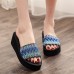 Women Colorful Wave Platform Opened Toe Slippers